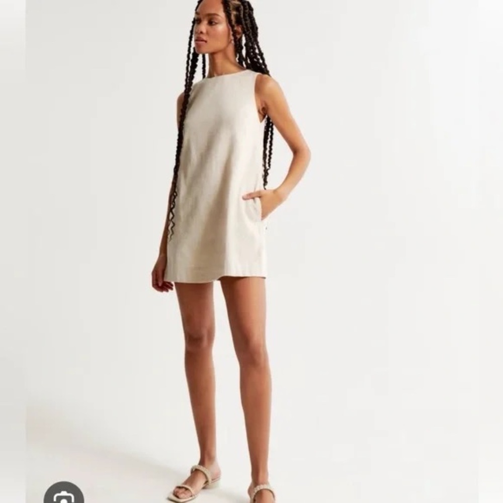 NWT Abercrombie High Neck Linen-Blend Mini Dress